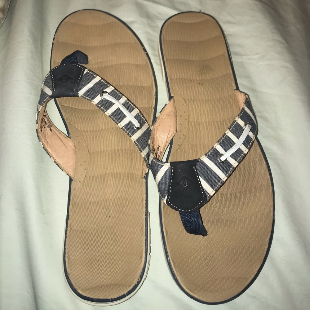 Navy/White stripes SPERRY flip flops